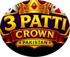 3 Patti Crown Pakistan logo featuring a gold crown, playing cards, and premium gaming design